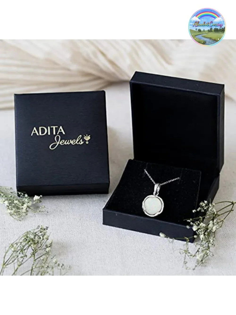 925 Sterling Silver White Opal Pendant Necklace, October Birthstone, 45cm Cable